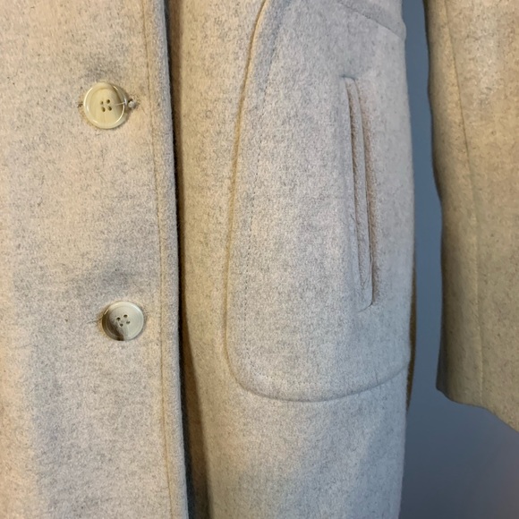 Vintage Ivory Women's Long Pea Coat Faux Fur Collar Single Breasted Lapel Size 8 - Picture 4 of 9